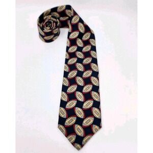 Robert Talbott Blue Football Print Silk Tie Fun Necktie Work Geometric Designer